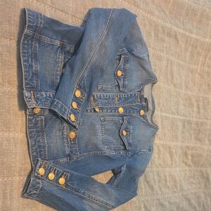 Talbots Lady Denim Jacket with Gold-Tone Buttons - P Petite